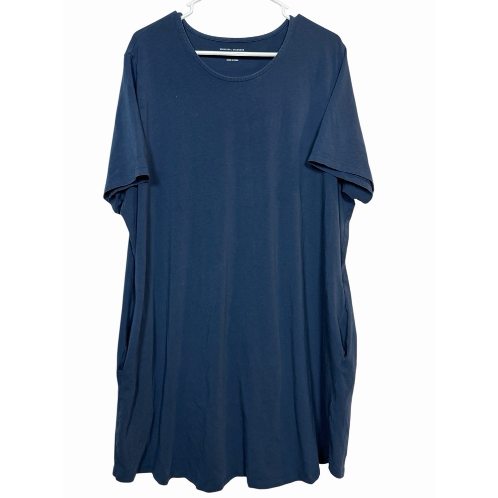 Universal Standard Halie Tee Dress Blue Size Large Cotton Stretch Comfort